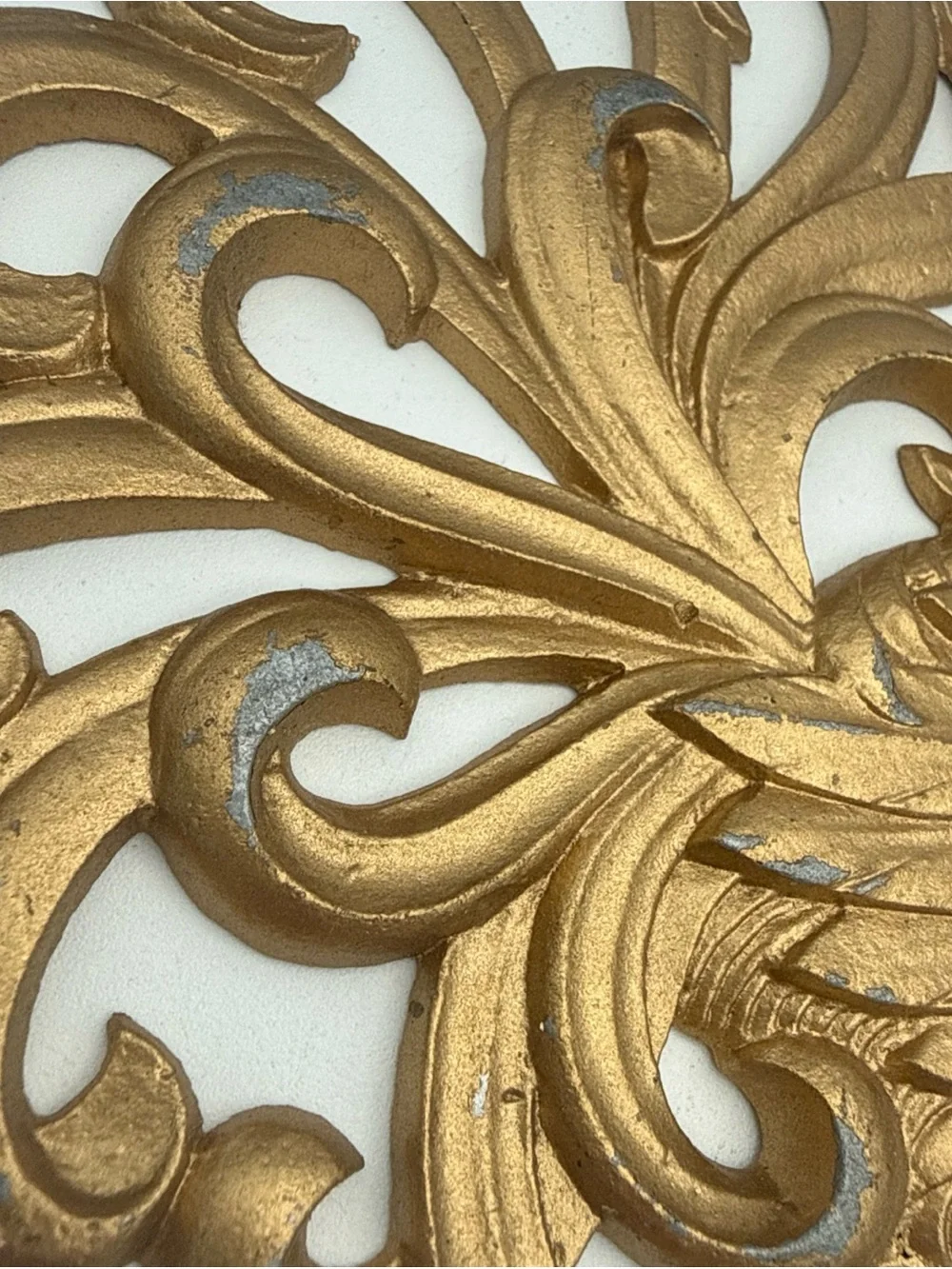 2 VTG Fighting Roosters  Gold Color Painted Cast Metal Wall Decor 9”  Farmhouse